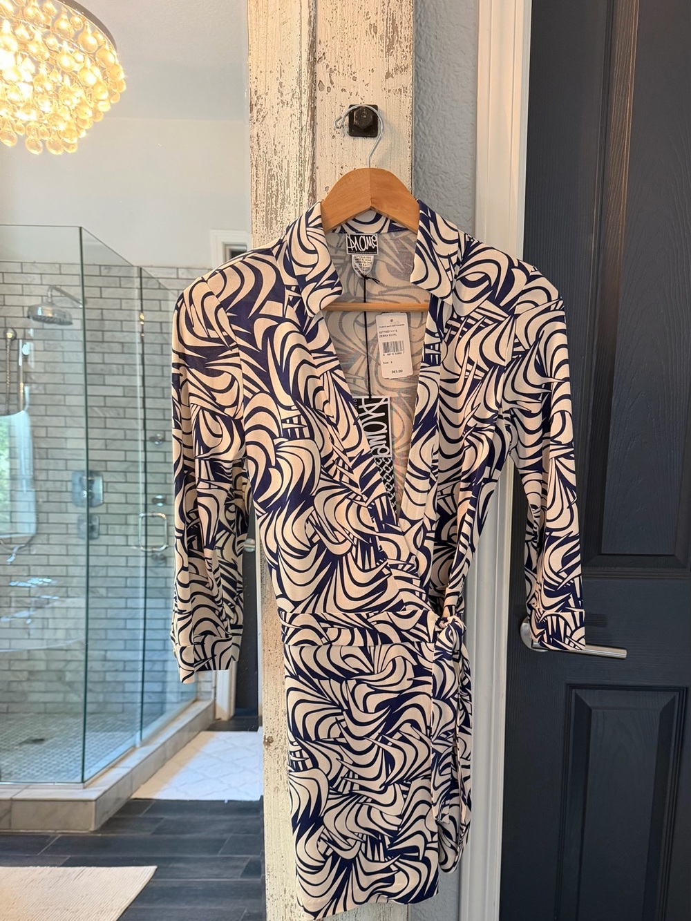 Diane Von Furstenberg Navy and White Zebra Swirl Dress
